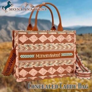 MONTANA WEST Boho Aztec Concealed Carry Canvas Satchel/Tote & Crossbody Strap